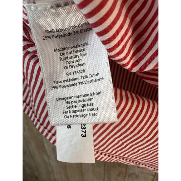 Vineyard Vines Shirt Womens S Red White Striped Keyhole Back Flutter Sleeves - Picture 9 of 11